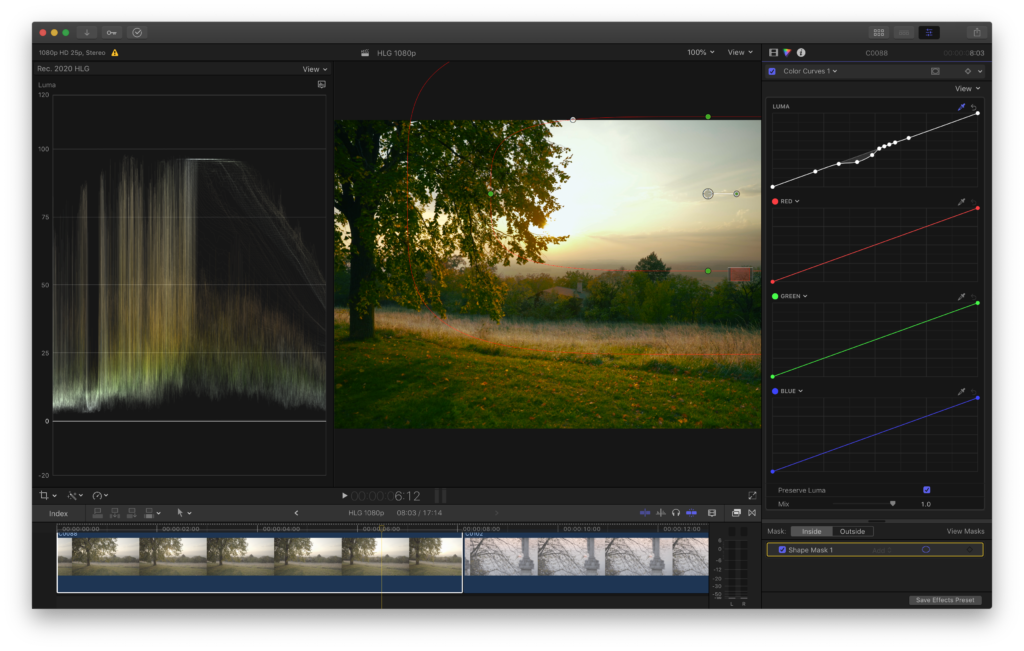 Final Cut Pro: Barevná postprodukce - individuální